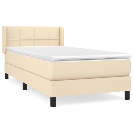 vidaXL Boxspring met matras stof crèmekleurig 90x200 cm afbeelding2 - 1