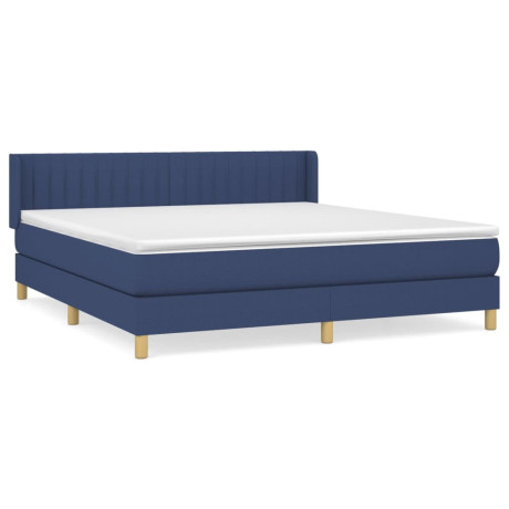 vidaXL Boxspring met matras stof blauw 160x200 cm afbeelding2 - 1