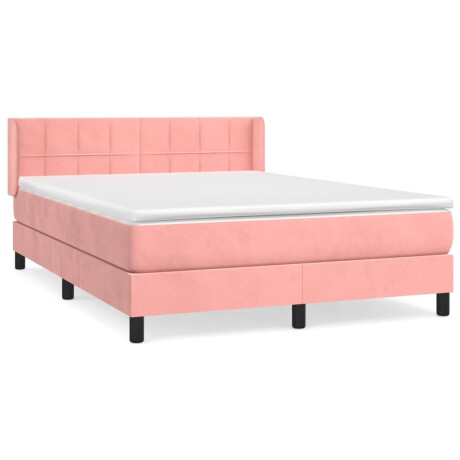 vidaXL Boxspring met matras fluweel roze 140x200 cm afbeelding2 - 1