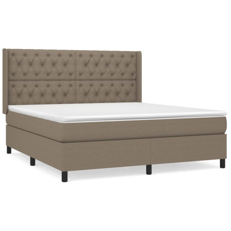 vidaXL Boxspring met matras stof taupe 160x200 cm afbeelding2 - 1