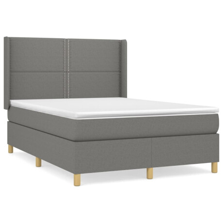 vidaXL Boxspring met matras stof donkergrijs 140x200 cm afbeelding2 - 1