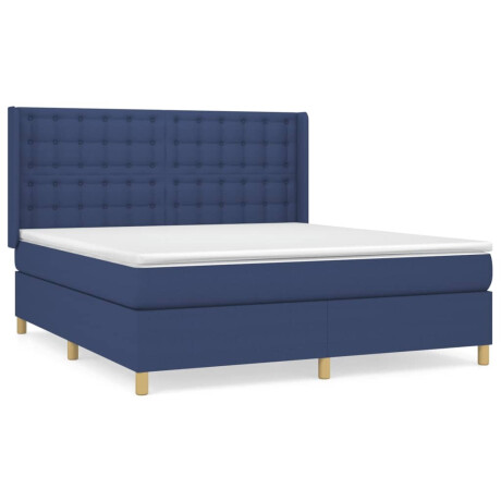 vidaXL Boxspring met matras stof blauw 160x200 cm afbeelding2 - 1