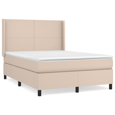 vidaXL Boxspring met matras kunstleer cappuccinokleurig 140x190 cm afbeelding2 - 1