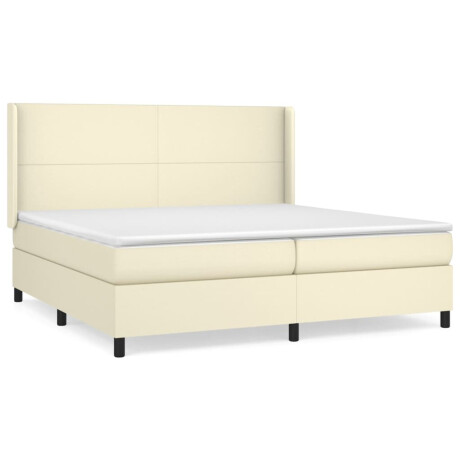 vidaXL Boxspring met matras kunstleer crèmekleurig 200x200 cm afbeelding2 - 1