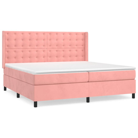 vidaXL Boxspring met matras fluweel roze 200x200 cm afbeelding2 - 1