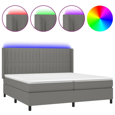 vidaXL Boxspring met matras en LED stof donkergrijs 200x200 cm afbeelding2 - 1