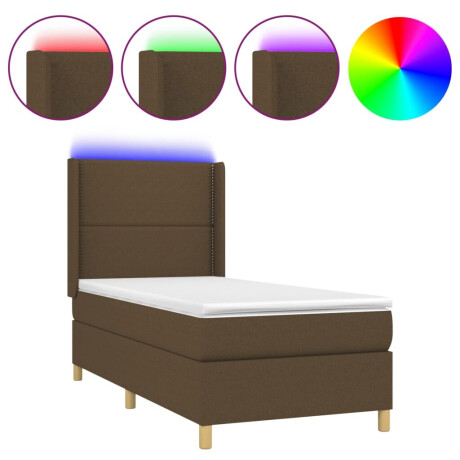vidaXL Boxspring met matras en LED stof donkerbruin 90x190 cm afbeelding2 - 1
