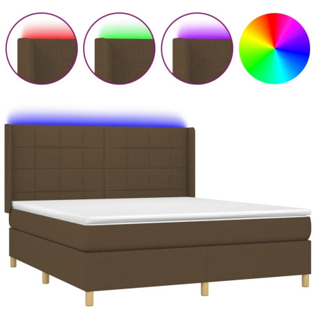 vidaXL Boxspring met matras en LED stof donkerbruin 160x200 cm afbeelding2 - 1