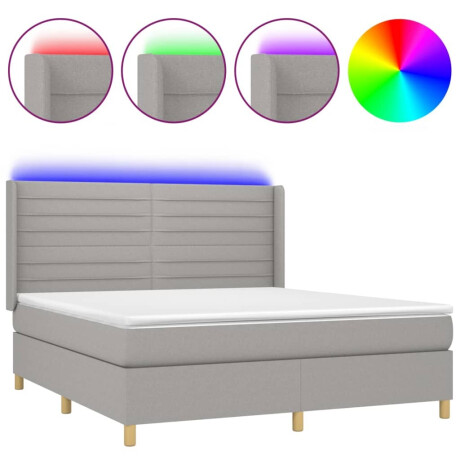 vidaXL Boxspring met matras en LED stof lichtgrijs 160x200 cm afbeelding2 - 1