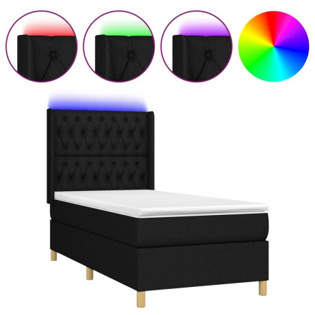 vidaXL Boxspring met matras en LED stof zwart 80x200 cm afbeelding2 - 1