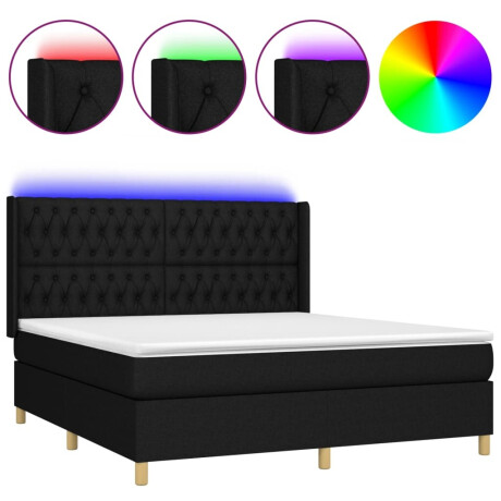 vidaXL Boxspring met matras en LED stof zwart 160x200 cm afbeelding2 - 1