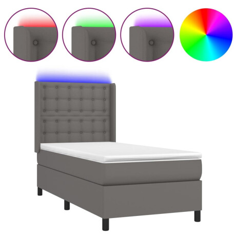 vidaXL Boxspring met matras en LED kunstleer grijs 80x200 cm afbeelding2 - 1