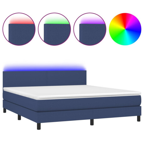 vidaXL Boxspring met matras en LED stof blauw 180x200 cm afbeelding2 - 1