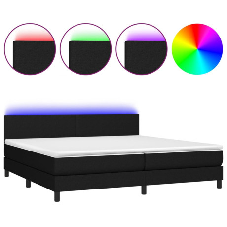 vidaXL Boxspring met matras en LED stof zwart 200x200 cm afbeelding2 - 1