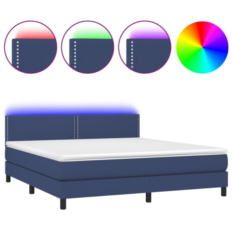 vidaXL Boxspring met matras en LED stof blauw 180x200 cm afbeelding2 - 1