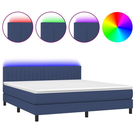 vidaXL Boxspring met matras en LED stof blauw 180x200 cm afbeelding2 - 1