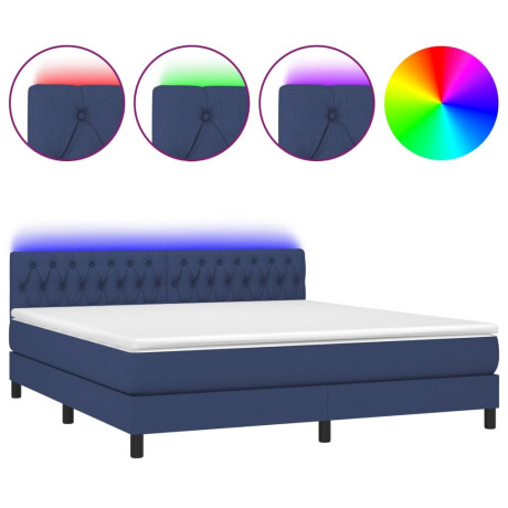 vidaXL Boxspring met matras en LED stof blauw 180x200 cm afbeelding2 - 1