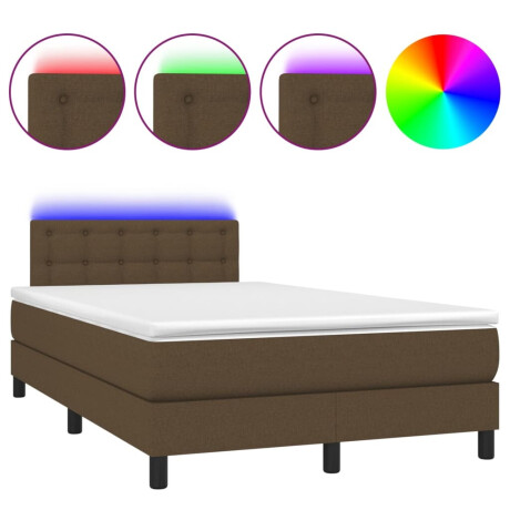 vidaXL Boxspring met matras en LED stof donkerbruin 120x200 cm afbeelding2 - 1