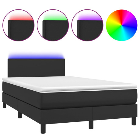 vidaXL Boxspring met matras en LED kunstleer zwart 120x200 cm afbeelding2 - 1