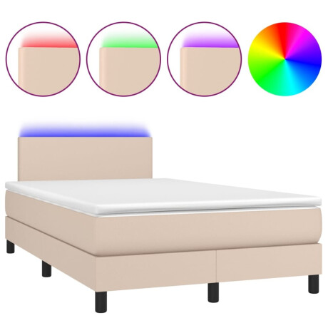 vidaXL Boxspring met matras en LED kunstleer cappuccinokleur 120x200cm afbeelding2 - 1