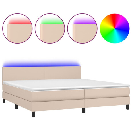 vidaXL Boxspring met matras en LED kunstleer cappuccinokleur 200x200cm afbeelding2 - 1