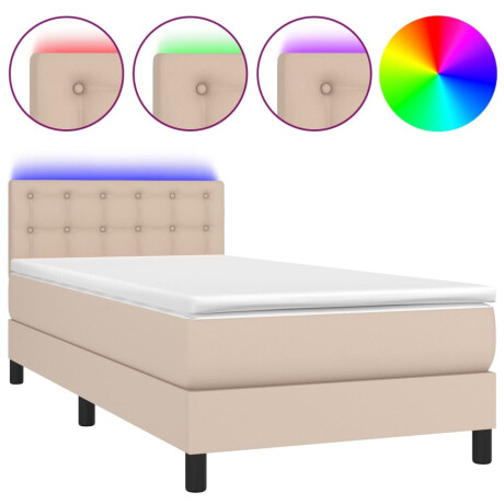 vidaXL Boxspring met matras en LED kunstleer cappuccinokleur 90x190 cm afbeelding2 - 1