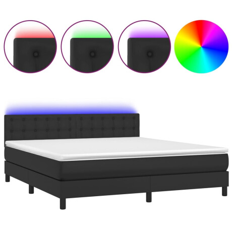 vidaXL Boxspring met matras en LED kunstleer zwart 180x200 cm afbeelding2 - 1