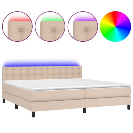 vidaXL Boxspring met matras en LED kunstleer cappuccinokleur 200x200cm afbeelding2 - 1