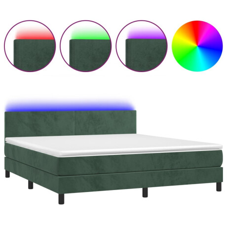 vidaXL Boxspring met matras en LED fluweel donkergroen 160x200 cm afbeelding2 - 1
