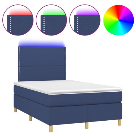 vidaXL Boxspring met matras en LED stof blauw 120x200 cm afbeelding2 - 1