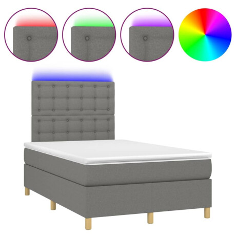 vidaXL Boxspring met matras en LED stof donkergrijs 120x200 cm afbeelding2 - 1