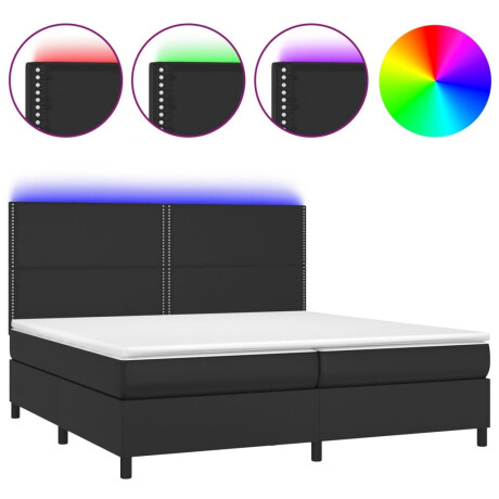 vidaXL Boxspring met matras en LED kunstleer zwart 200x200 cm afbeelding2 - 1