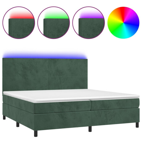 vidaXL Boxspring met matras en LED fluweel donkergroen 200x200 cm afbeelding2 - 1