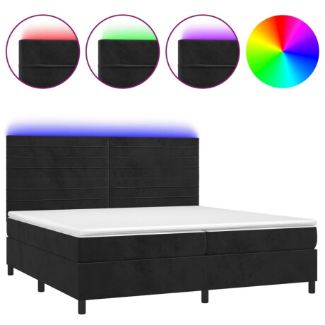 vidaXL Boxspring met matras en LED fluweel zwart 200x200 cm afbeelding2 - 1