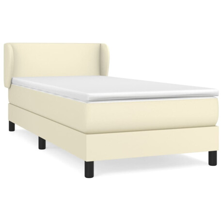 vidaXL Boxspring met matras kunstleer crèmekleurig 90x200 cm afbeelding2 - 1
