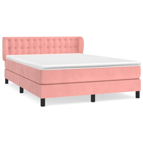 vidaXL Boxspring met matras fluweel roze 140x200 cm afbeelding2 - 1