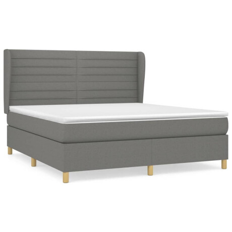 vidaXL Boxspring met matras stof donkergrijs 160x200 cm afbeelding2 - 1