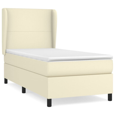 vidaXL Boxspring met matras kunstleer crèmekleurig 100x200 cm afbeelding2 - 1