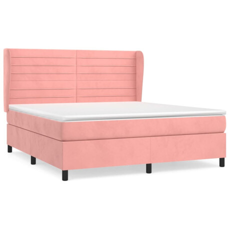 vidaXL Boxspring met matras fluweel roze 180x200 cm afbeelding2 - 1