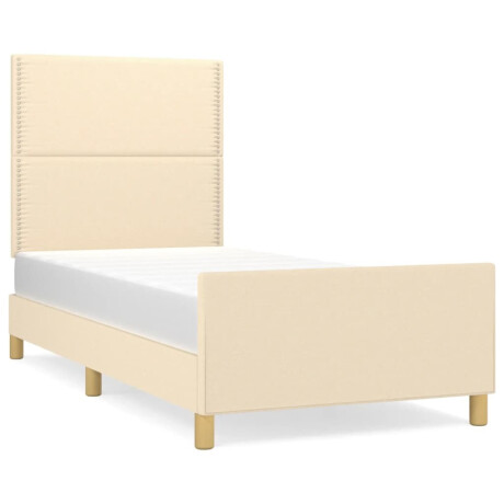 vidaXL Bedframe zonder matras 90x190 cm stof crèmekleurig afbeelding2 - 1
