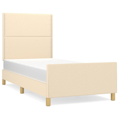 vidaXL Bedframe zonder matras 90x200 cm stof crèmekleurig afbeelding2 - 1