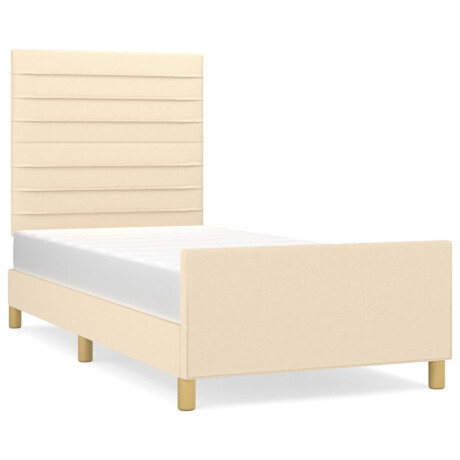 vidaXL Bedframe zonder matras 100x200 cm stof crèmekleurig afbeelding2 - 1