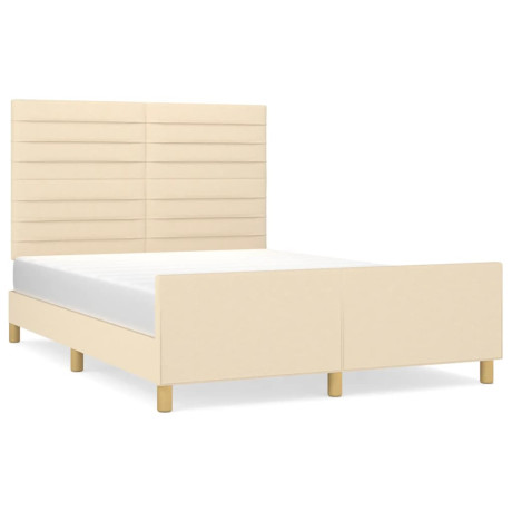 vidaXL Bedframe met hoofdeinde stof crèmekleurig 140x190 cm afbeelding2 - 1