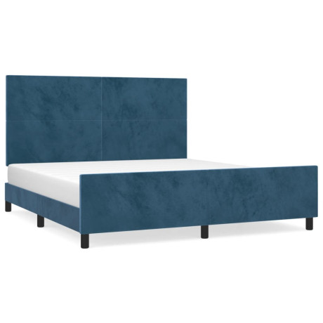 vidaXL Bedframe zonder matras 160x200 cm fluweel donkerblauw afbeelding2 - 1