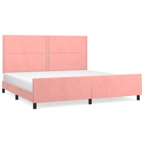 vidaXL Bedframe met hoofdeinde fluweel roze 200x200 cm afbeelding2 - 1