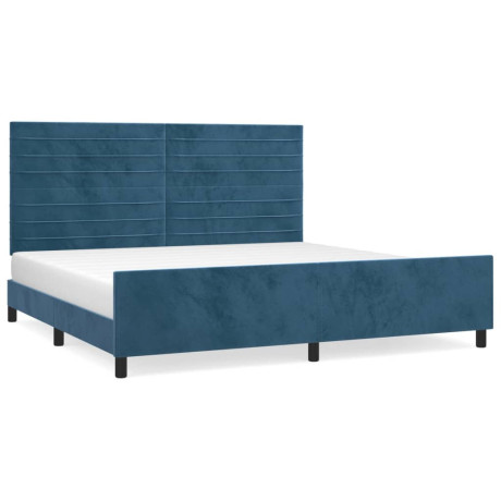 vidaXL Bedframe zonder matras 200x200 cm fluweel donkerblauw afbeelding2 - 1