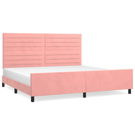 vidaXL Bedframe met hoofdeinde fluweel roze 200x200 cm afbeelding2 - 1