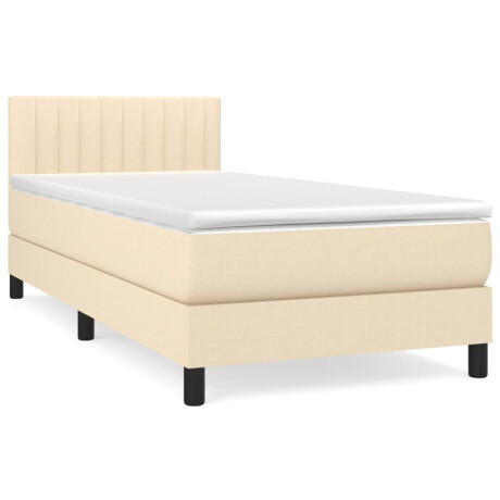 vidaXL Boxspring met matras stof crèmekleurig 80x200 cm afbeelding2 - 1