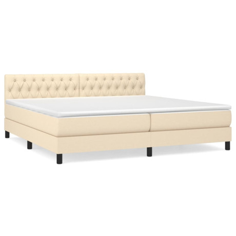 vidaXL Boxspring met matras stof crèmekleurig 200x200 cm afbeelding2 - 1