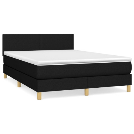 vidaXL Boxspring met matras stof zwart 140x200 cm afbeelding2 - 1